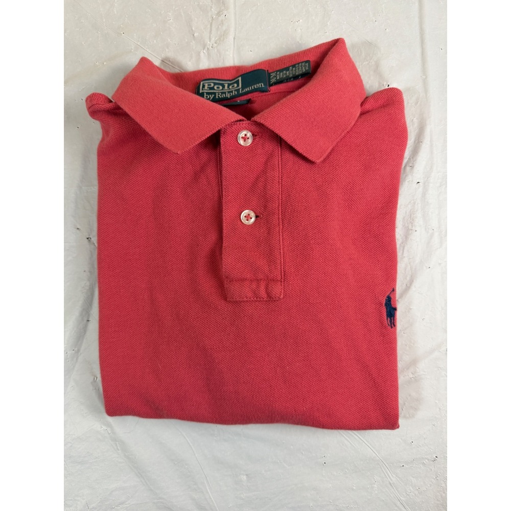 Polo Ralph Lauren Mens Custom Fit Pique Polo Shirt Salmon Pink Coral Medium